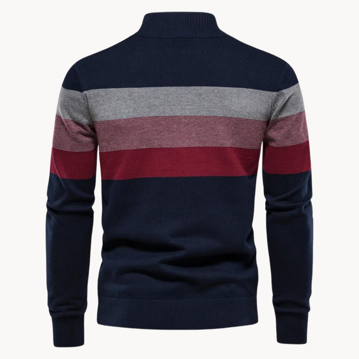 Men’s Striped Quarter-Zip Jumper with Modern Slim Fit Design