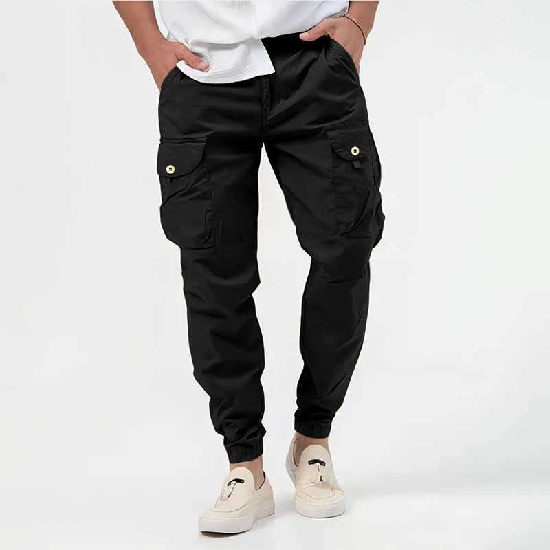 Men’s Cargo Trousers With Side Cargo Pockets and Elasticated Cuffs