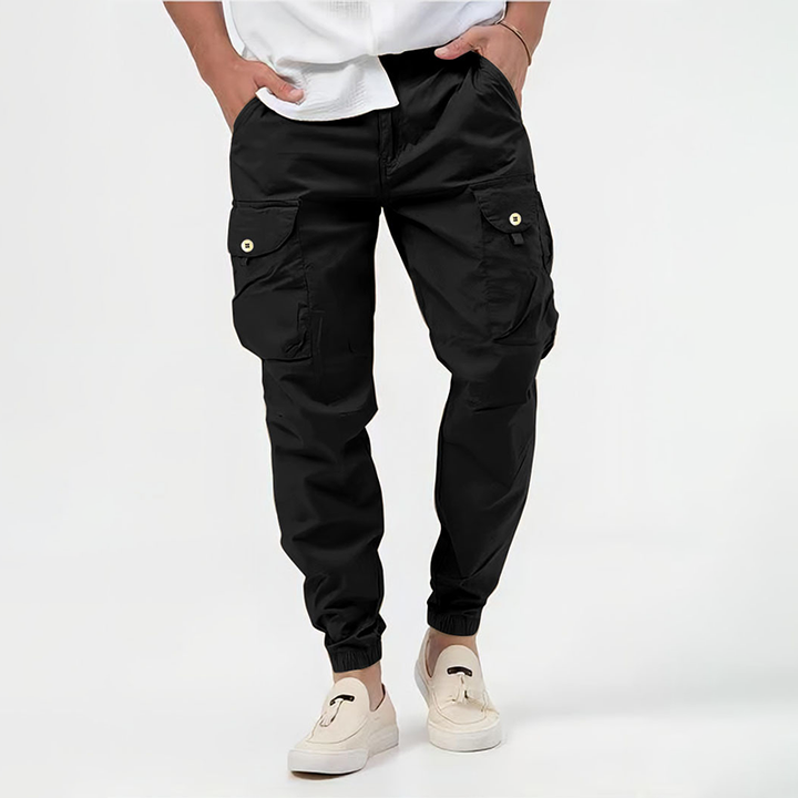 Men’s Cargo Trousers With Side Cargo Pockets and Elasticated Cuffs