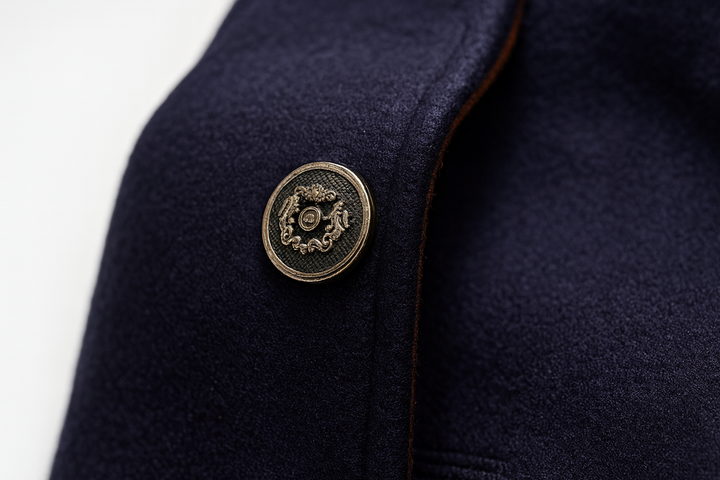 Detail view of button and contrast facing