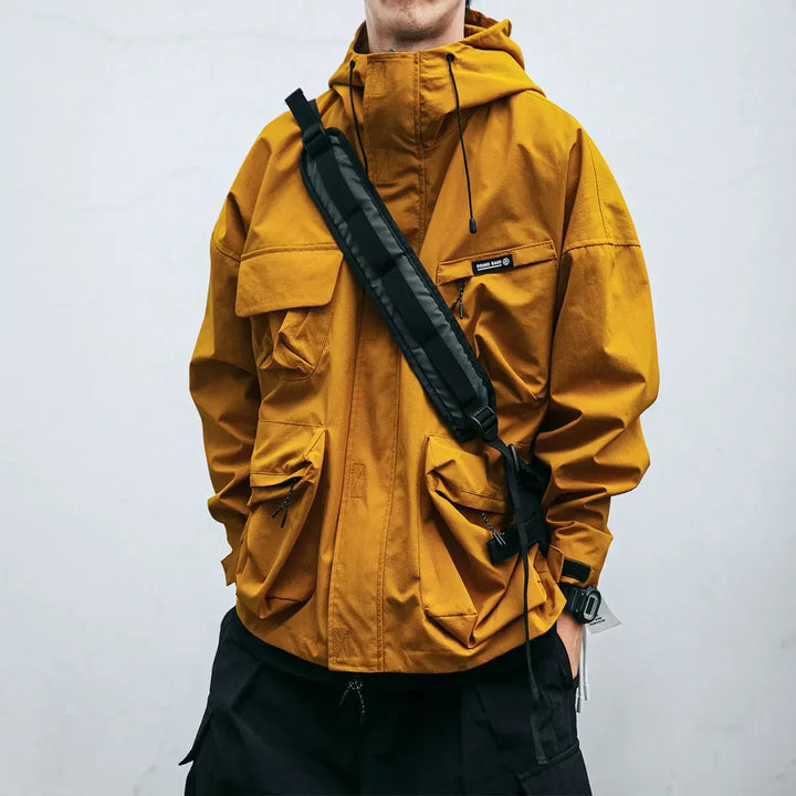 Men’s Windbreaker Jacket with Hood and Zip Pocket Front