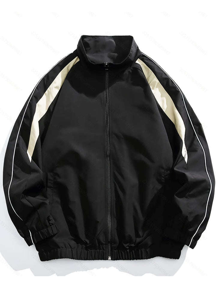Men’s Windbreaker Jacket with Stand Collar and Zip Front