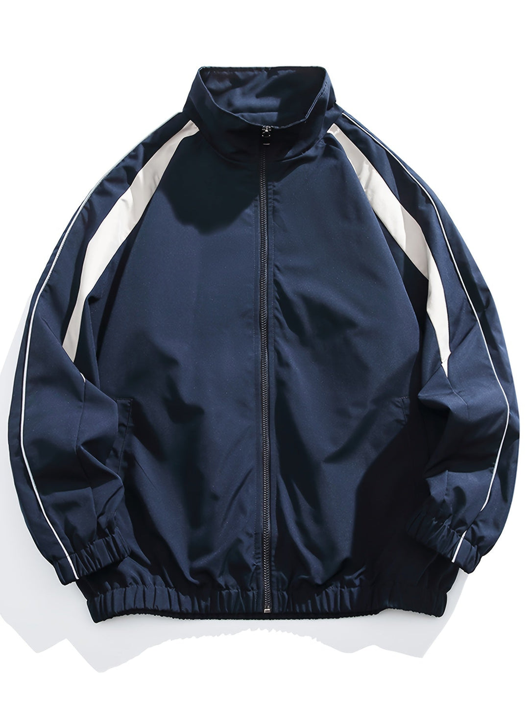 Men’s Windbreaker Jacket with Stand Collar and Zip Front