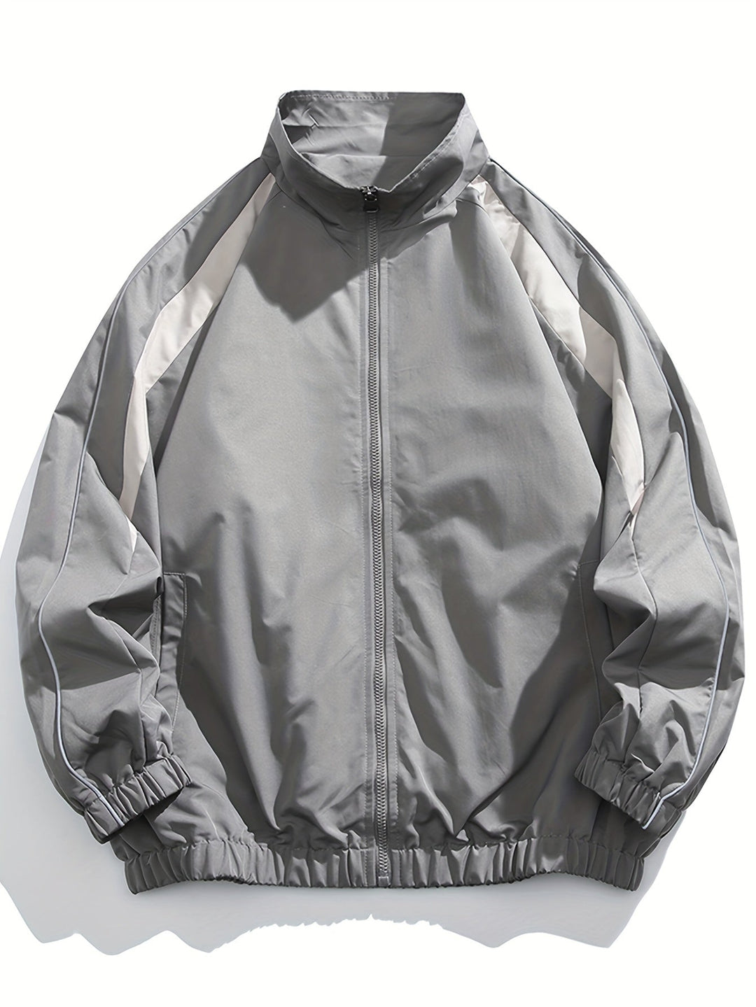 Men’s Windbreaker Jacket with Stand Collar and Zip Front