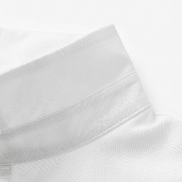 Close-up detail of the stand collar and stitching