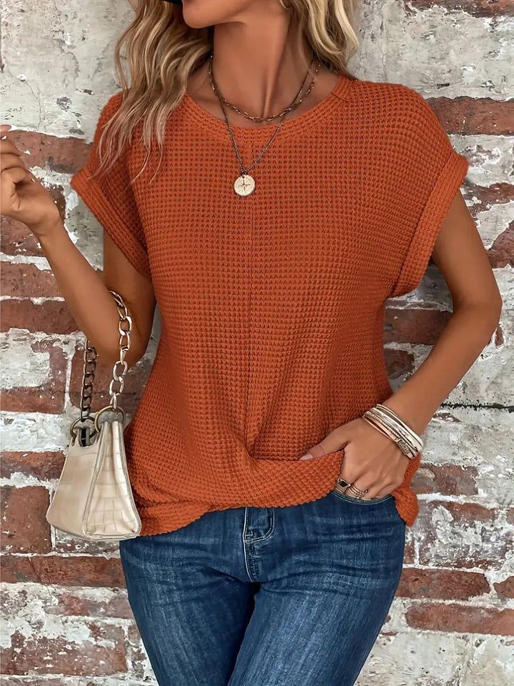 Women’s Blouse with Round Neck and Twisted Hem
