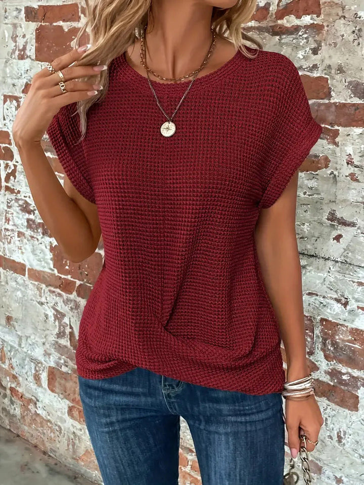 Women’s Blouse with Round Neck and Twisted Hem