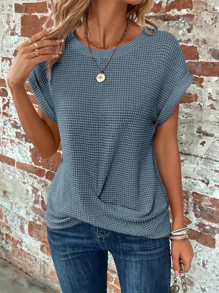 Women’s Blouse with Round Neck and Twisted Hem