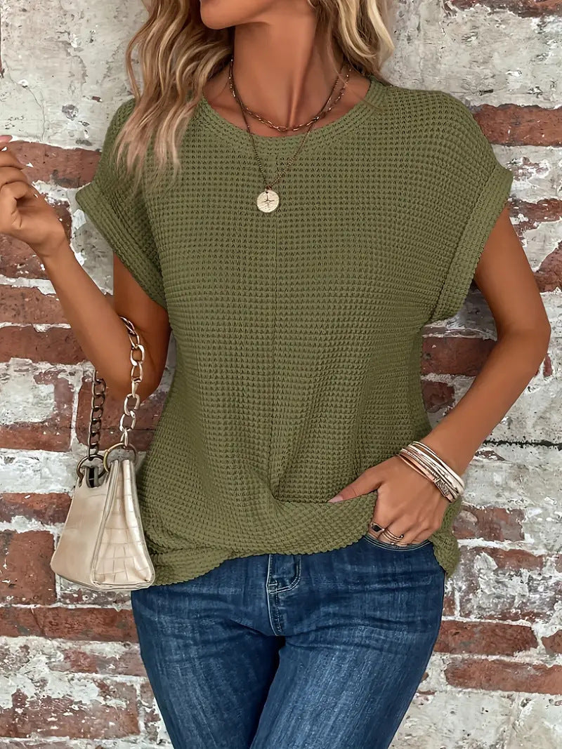 Women’s Blouse with Round Neck and Twisted Hem