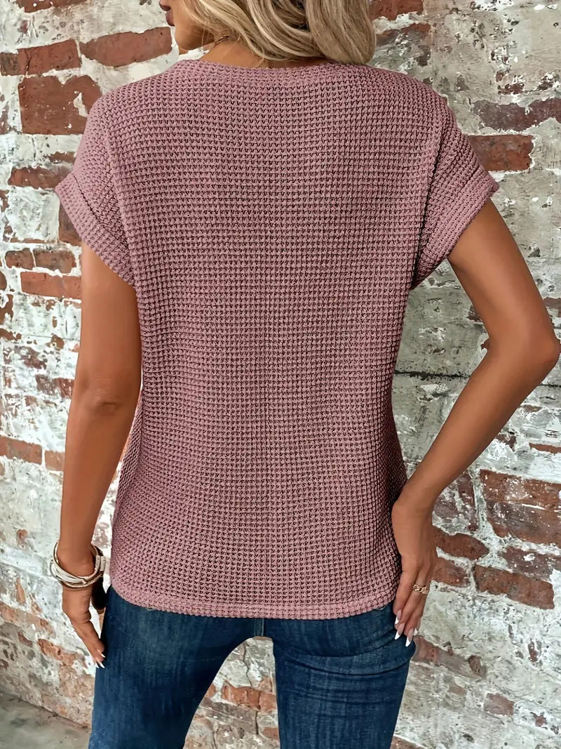 Women’s Blouse with Round Neck and Twisted Hem