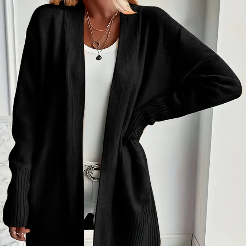 Women’s Cardigan with Open Front and Patch Pockets