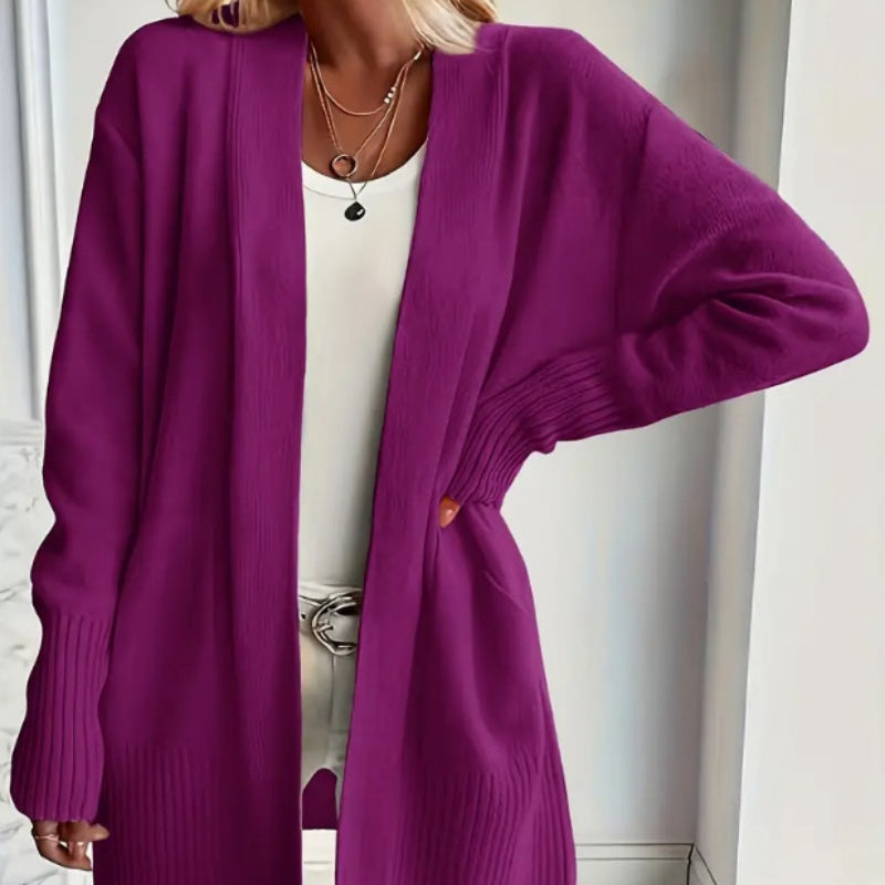 Women’s Cardigan with Open Front and Patch Pockets