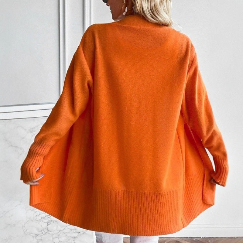 Women’s Cardigan with Open Front and Patch Pockets