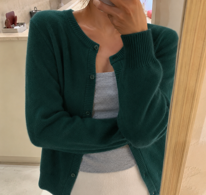 Women’s Cardigan with Round Neckline and Button Front