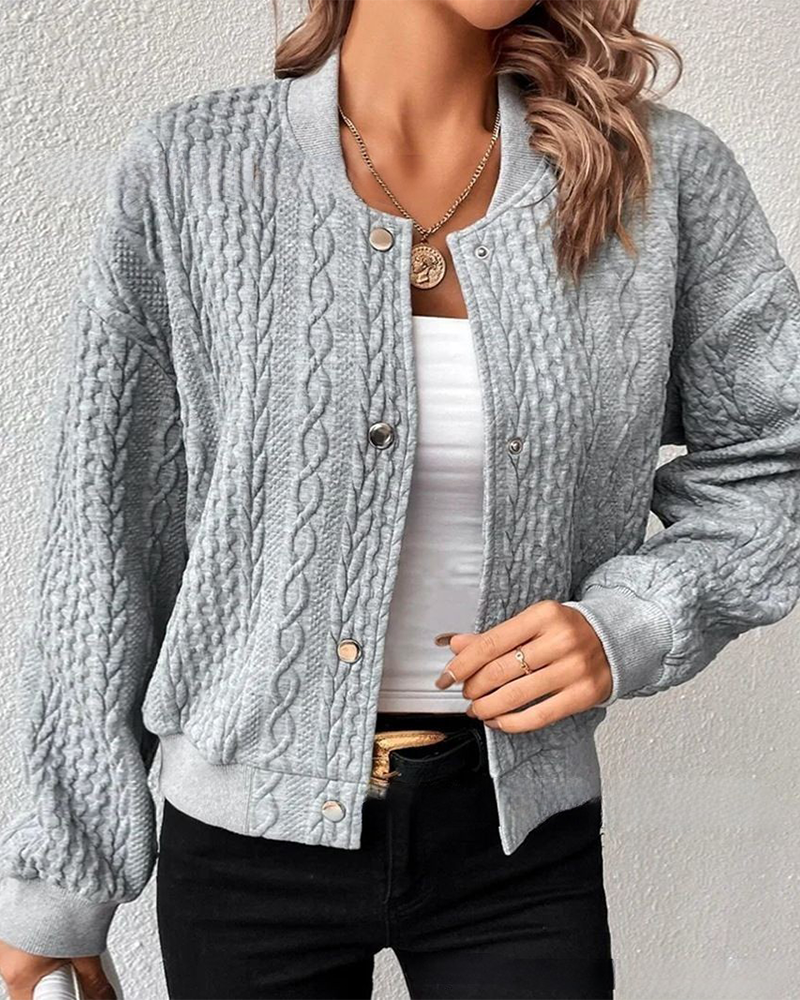 Women’s Cardigan with Round Neckline and Cable Pattern