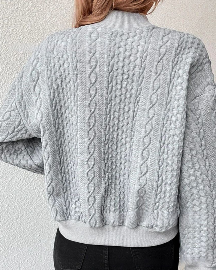 Women’s Cardigan with Round Neckline and Cable Pattern