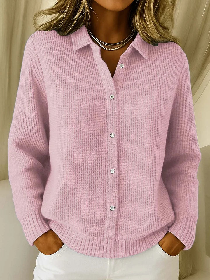 Women’s Cardigan with Shirt Collar and Button-Front Closure