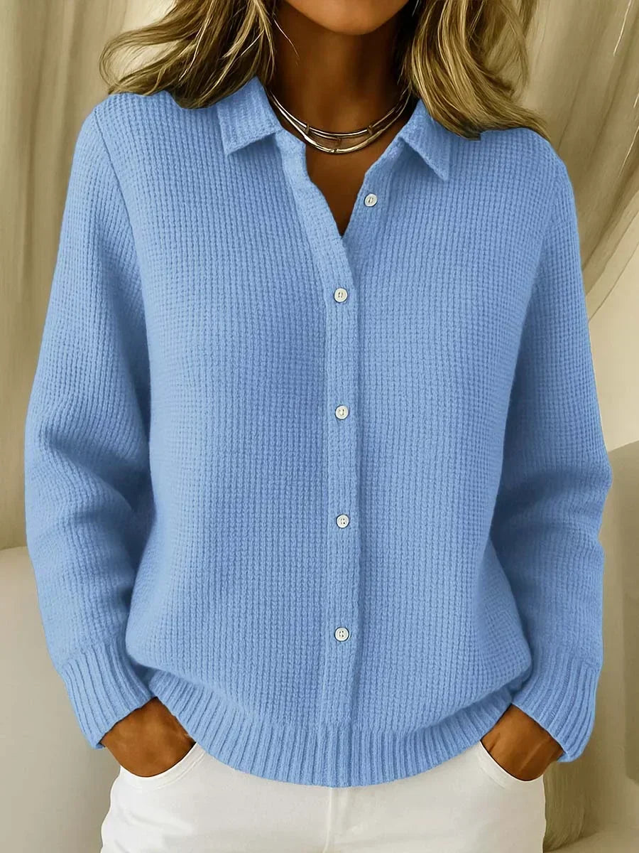 Women’s Cardigan with Shirt Collar and Button-Front Closure