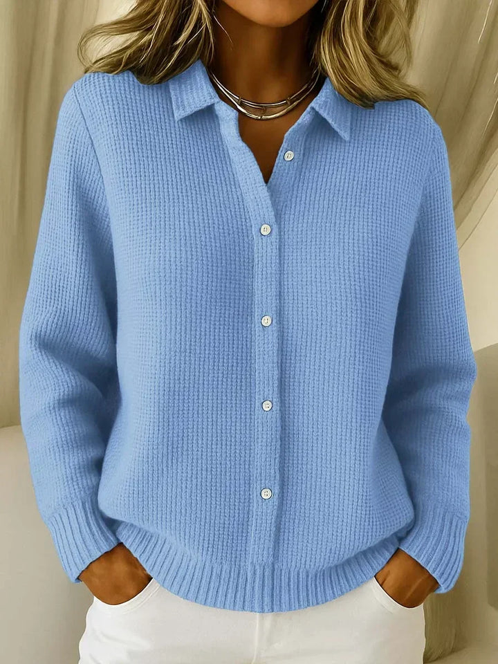 Women’s Cardigan with Shirt Collar and Button-Front Closure