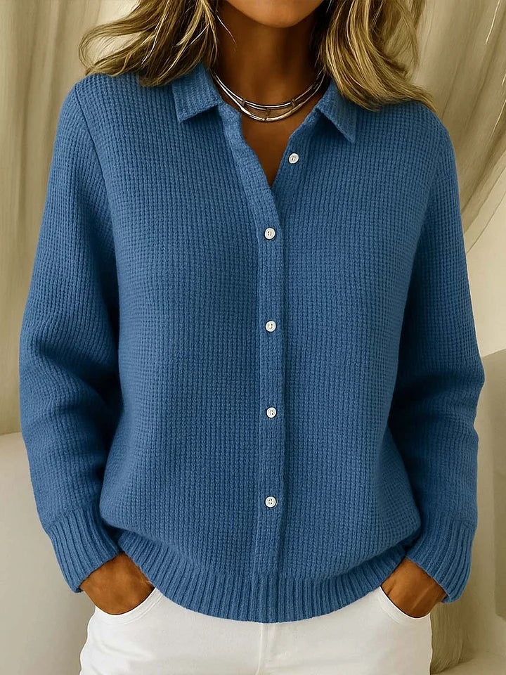Women’s Cardigan with Shirt Collar and Button-Front Closure