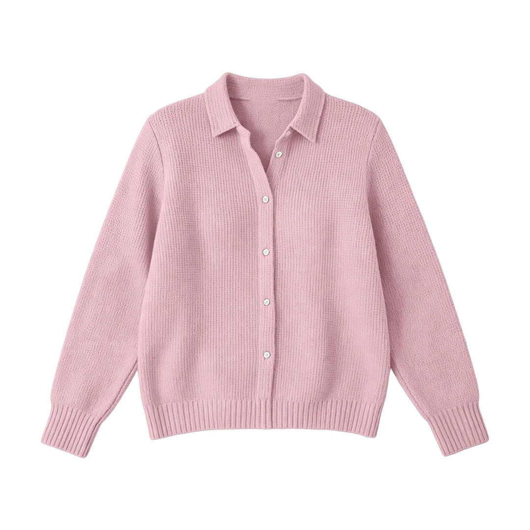 Women’s Cardigan with Shirt Collar and Button-Front Closure