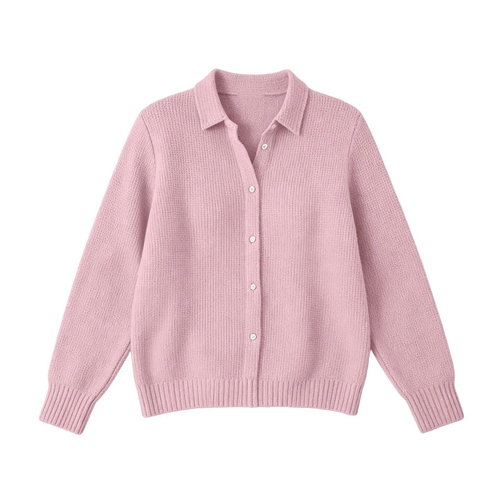Women’s Cardigan with Shirt Collar and Button-Front Closure