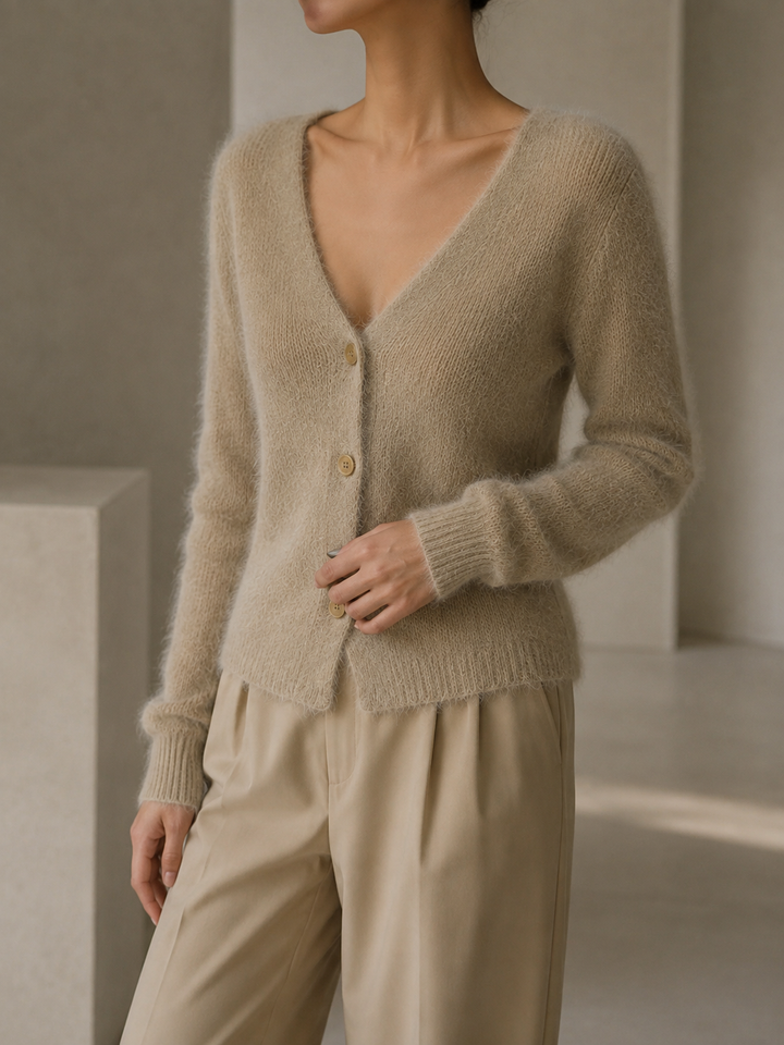 Women’s Cardigan with V-Neck and Button Front