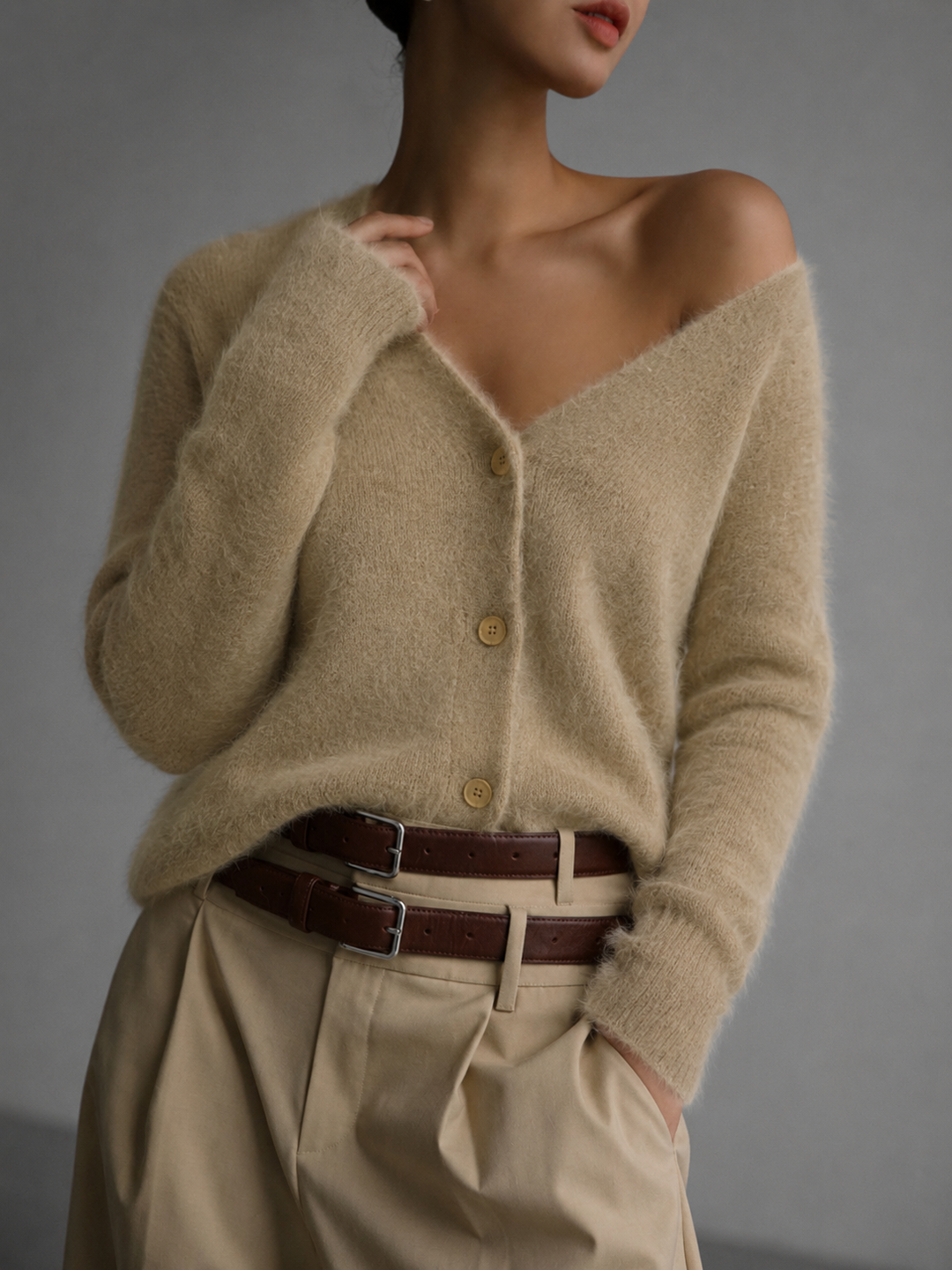 Women’s Cardigan with V-Neck and Button Front
