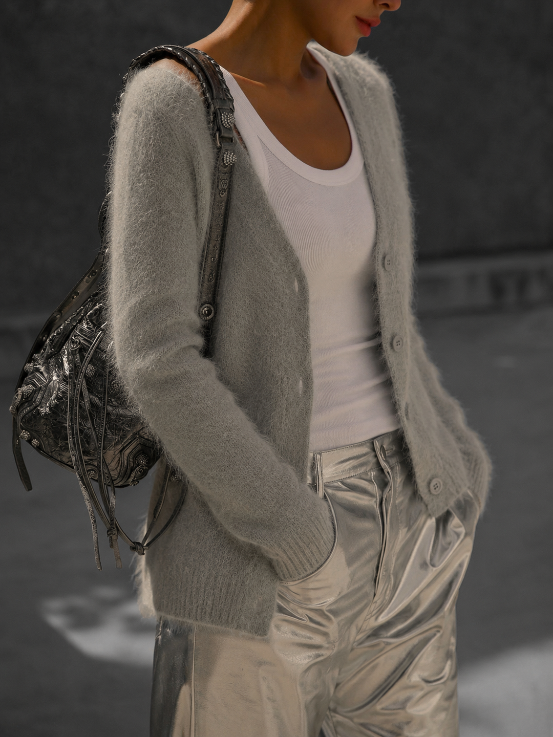 Women’s Cardigan with V-Neck and Button Front
