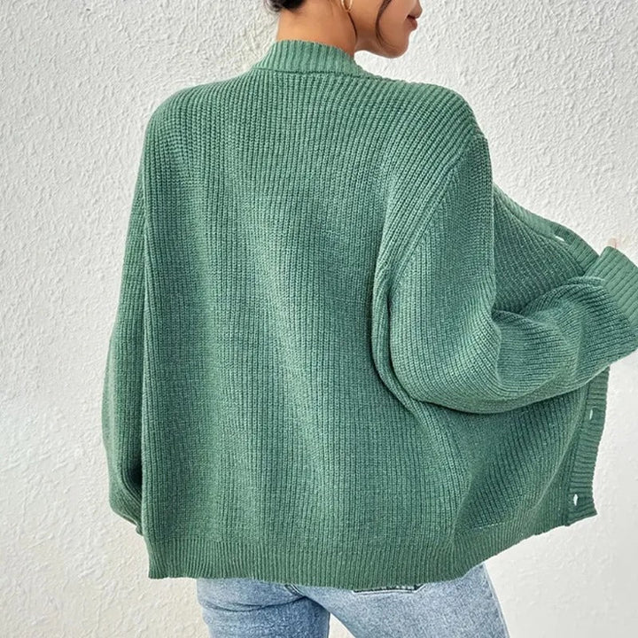 Women’s Cardigan with V-Neckline and Button-Front Closure
