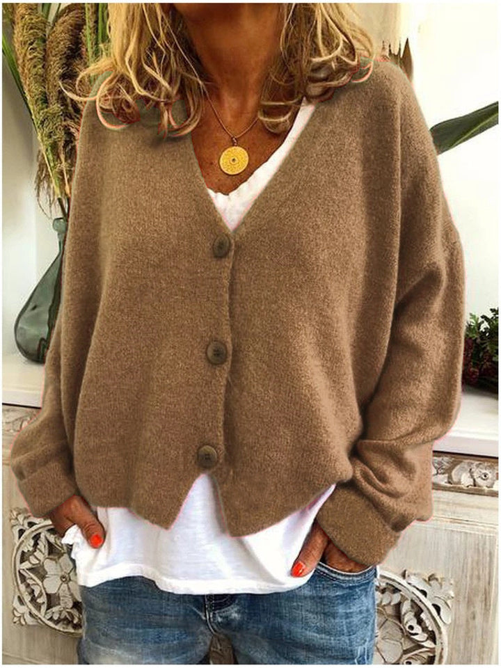 Women’s Cardigan with V-Neckline and Ribbed Cuffs