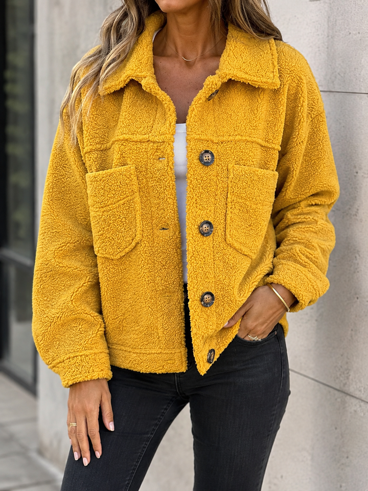 Women’s Coat with Button Front and Front Patch Pockets