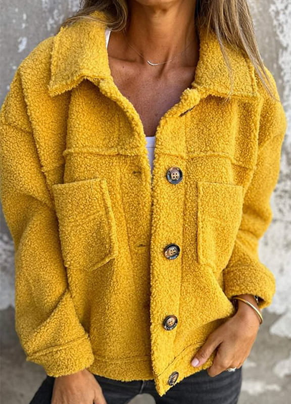 Women’s Coat with Button Front and Front Patch Pockets