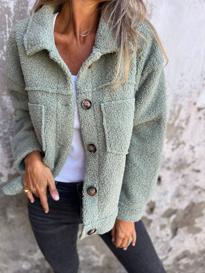 Women’s Coat with Button Front and Front Patch Pockets