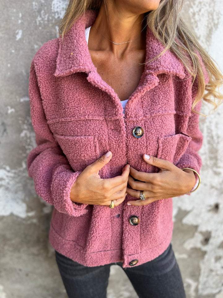 Women’s Coat with Button Front and Front Patch Pockets
