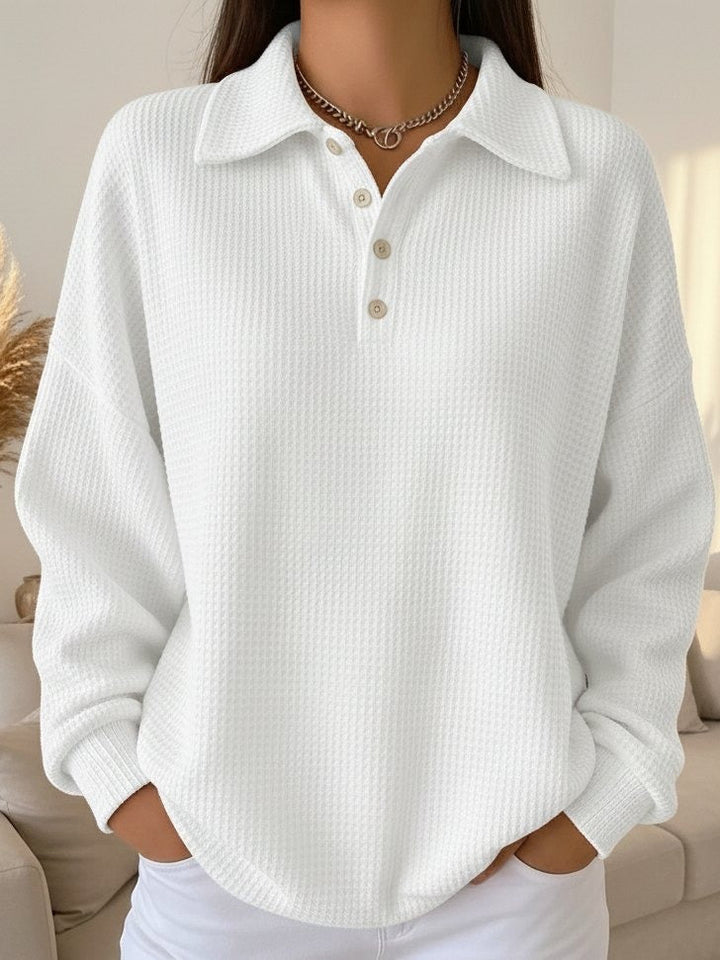 Women’s Collared Jumper with Button Placket and Long Sleeves