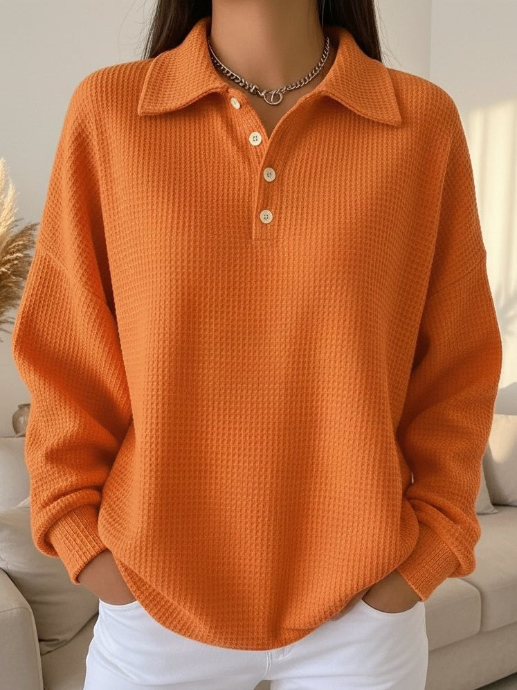 Women’s Collared Jumper with Button Placket and Long Sleeves