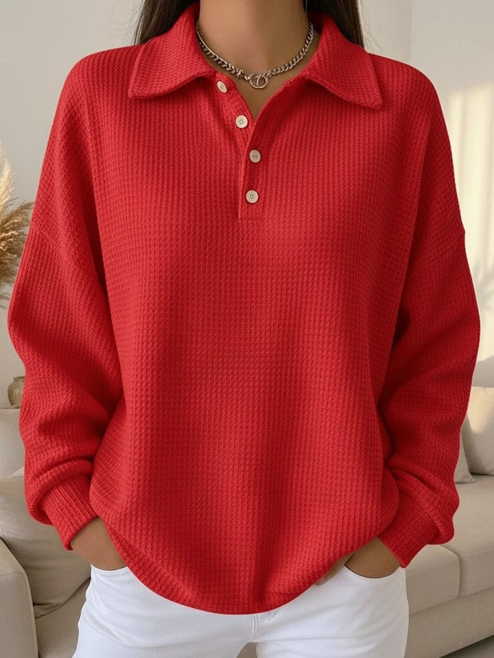 Women’s Collared Jumper with Button Placket and Long Sleeves