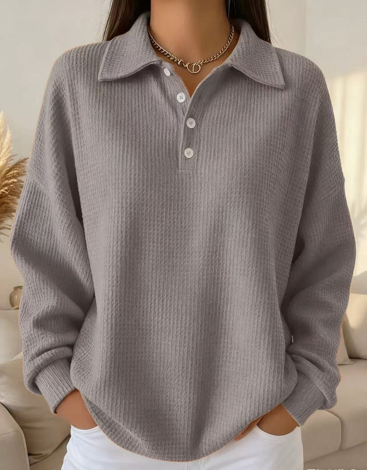 Women’s Collared Jumper with Button Placket and Long Sleeves
