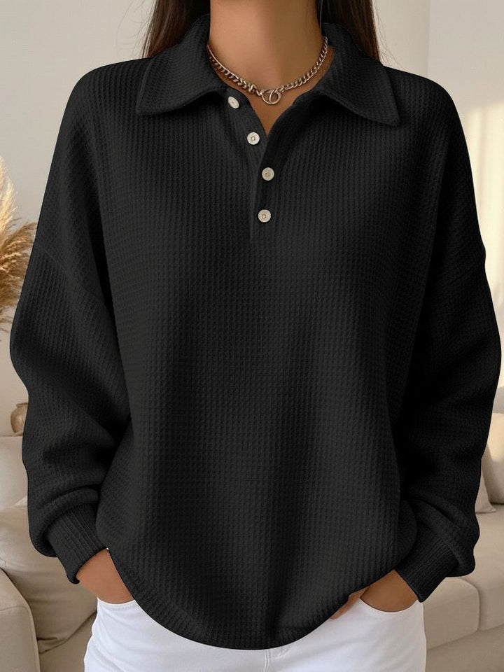 Women’s Collared Jumper with Button Placket and Long Sleeves
