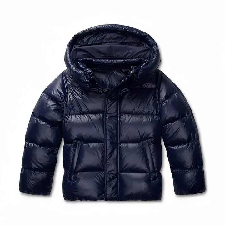Flat lay view of hood, full zip front and side pockets