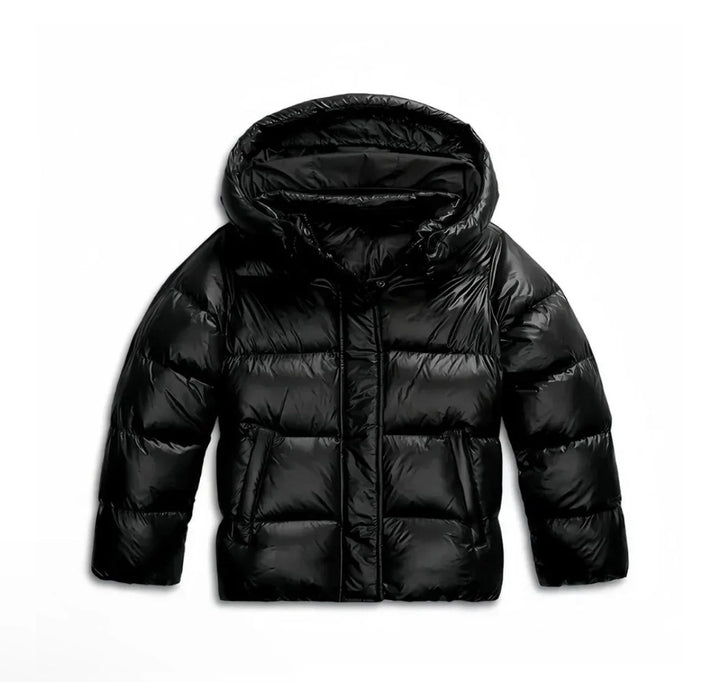 Flat lay view of hood, full zip front and side pockets