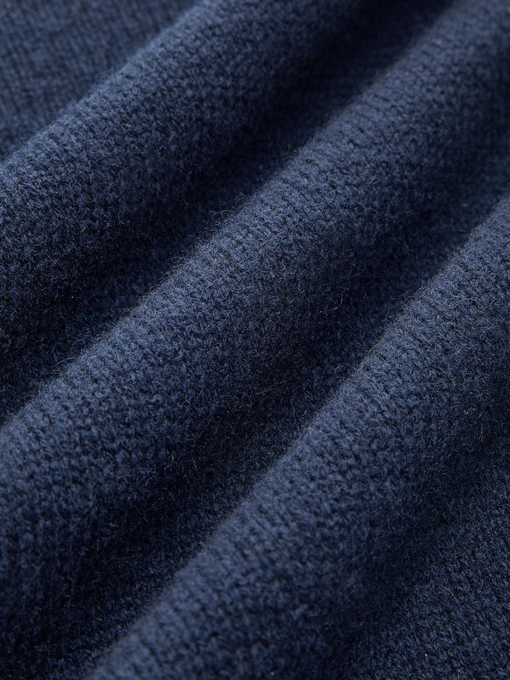 Women’s Denim Collar Jumper with Contrast Cuffs and Button Placket