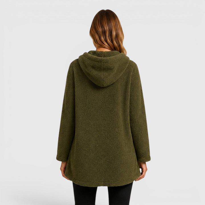Women’s Fleece Hoodie with Front Patch Pockets and Textured Surface