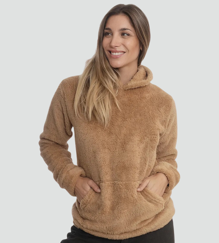 Women’s Fleece Hoodie with Kangaroo Pocket and Long Sleeves