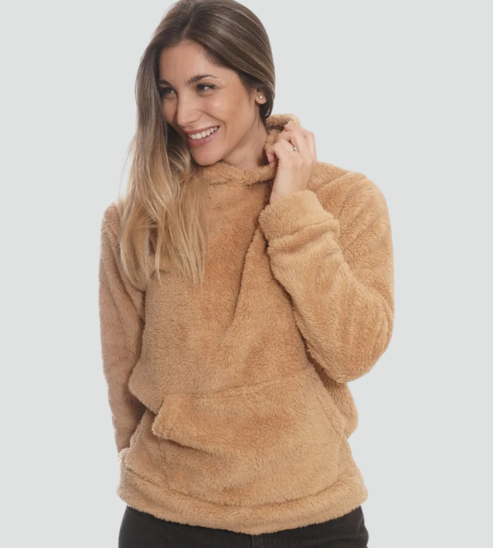 Women’s Fleece Hoodie with Kangaroo Pocket and Long Sleeves