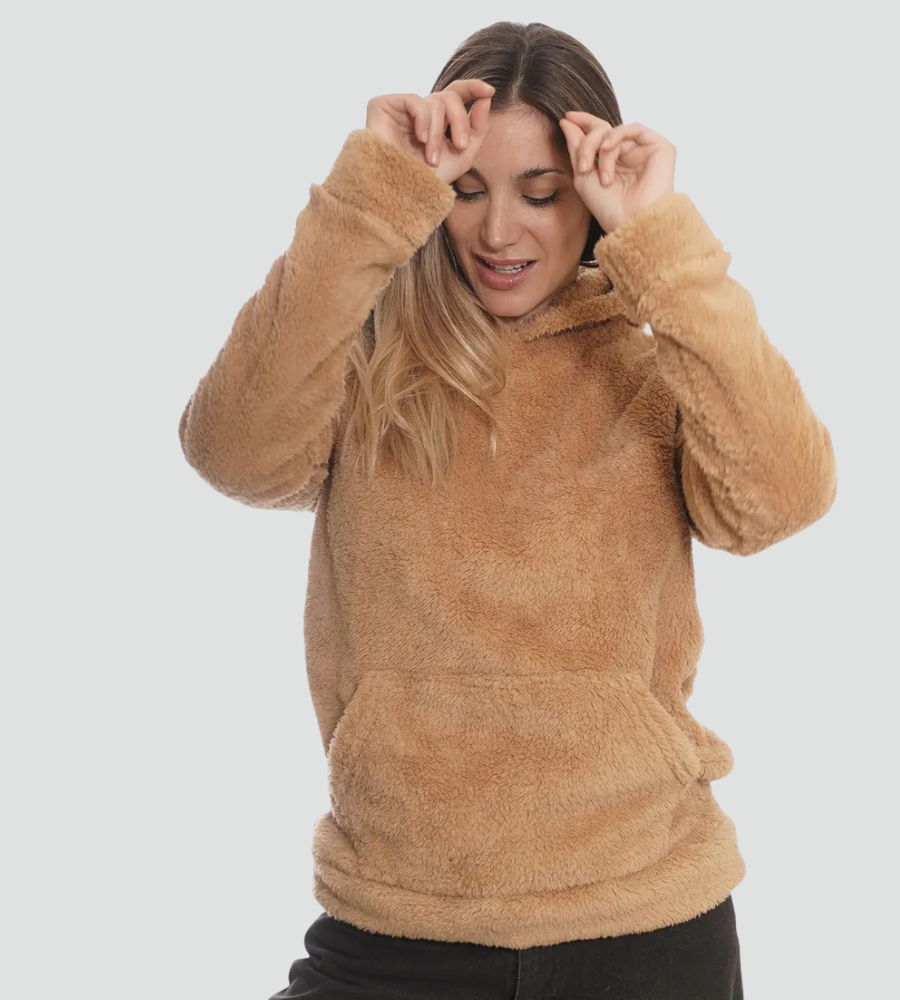Women’s Fleece Hoodie with Kangaroo Pocket and Long Sleeves