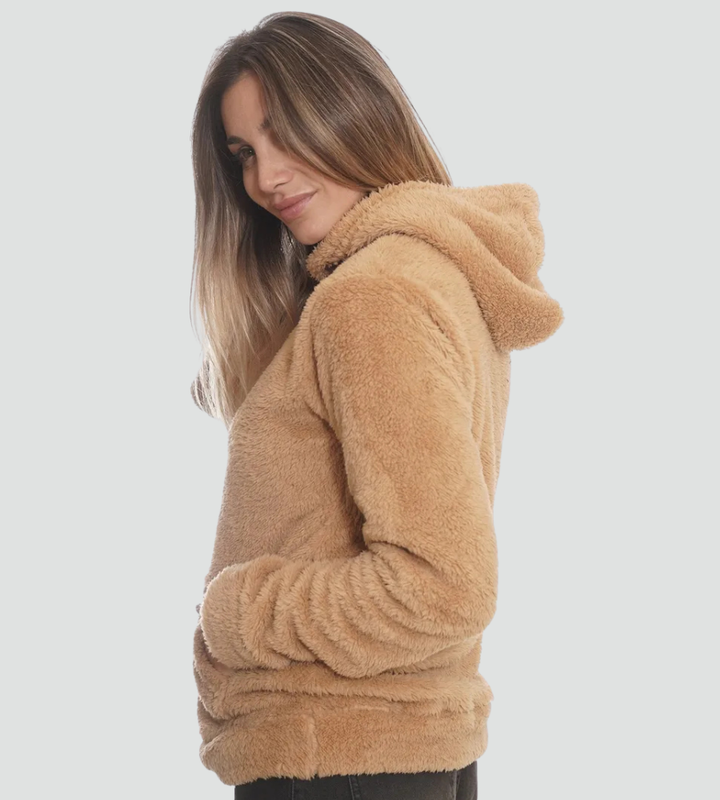 Women’s Fleece Hoodie with Kangaroo Pocket and Long Sleeves