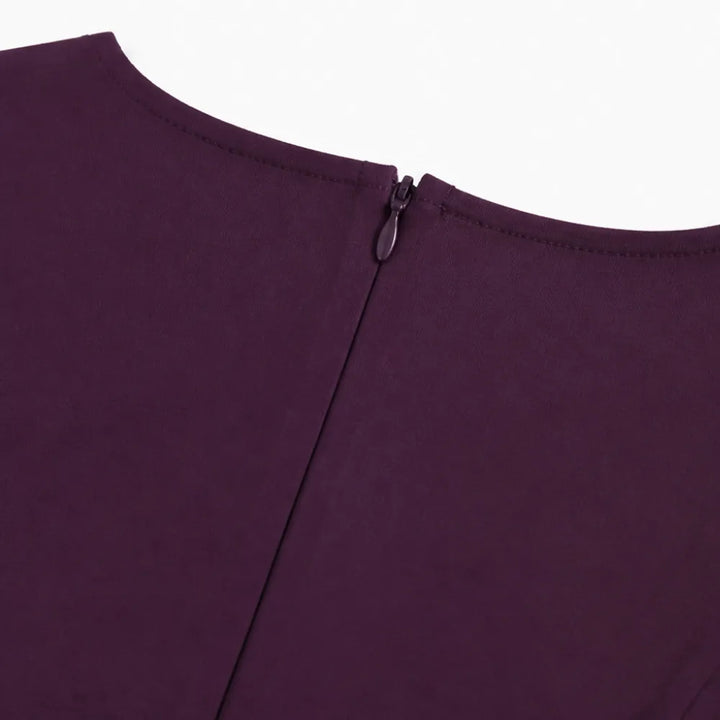 Detail view of back neckline and zip
