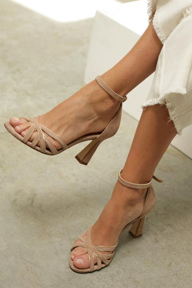 Women’s High Heels with Crisscross Front Straps and Ankle Strap
